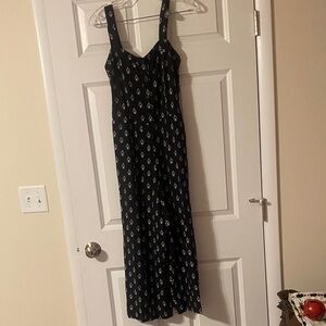 LOFT Black and White Patterned Jumpsuit- small